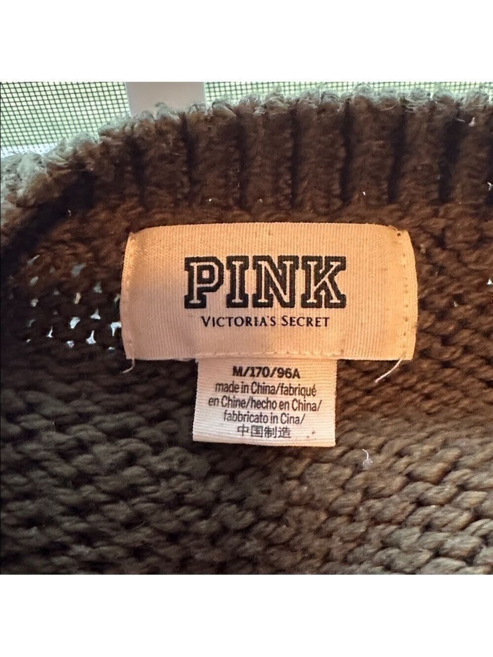 PINK Victoria's Secret Green V-Neck Sweater Medium - Picture 5 of 5